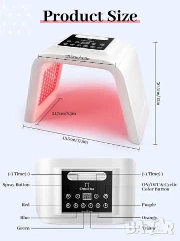 Светлинна LED маска за фототерапия за лице и тяло + терапия с пара, снимка 6 - Други - 48268434