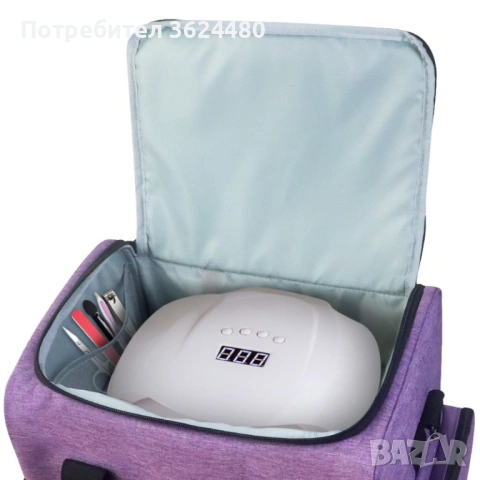 Лилав куфар за лакове за нокти и отделение за лампа за маникюр, снимка 4 - Продукти за маникюр - 53270755