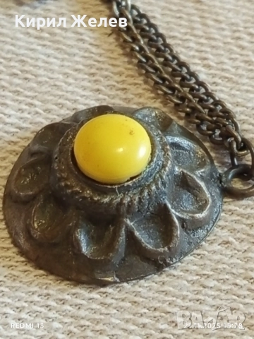 СТАР ЕТНО АРТ БРОНЗОВ МЕДАЛЬОН с БРОНЗИРАНА СТОМАНЕНА ВЕРИЖКА 31369, снимка 7 - Други ценни предмети - 52491689