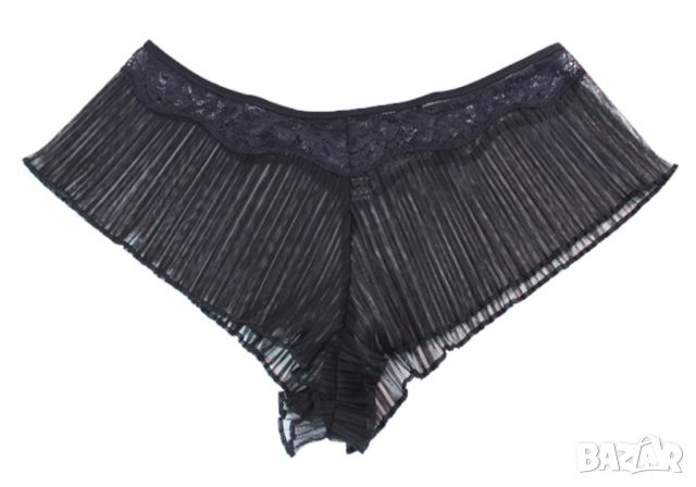 Еротични плисирани бикини в черно L, XL, снимка 4 - Бельо - 45714965
