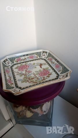 стара порцеланова чинийка с китайски мотиви, снимка 4 - Чинии - 45136800