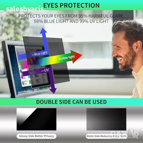 DEJIMAX 24-инчов филтър за поверителност на компютърен екран за широкоекранен монитор 16:9, 2бр, снимка 3 - Фолия, протектори - 48554677