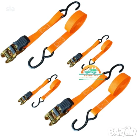 Колан за товари с тресчотка и куки, 4.5М, 4бр