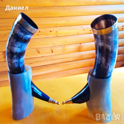 Чаши от естествен рог, Чаша от естествен рог, за пиене, викингска чаша  със стойка от естествен рог , снимка 5 - Чаши - 44247281
