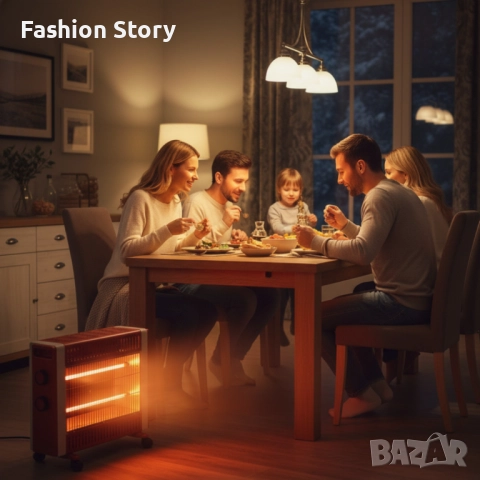 Кварцов отоплител 1500W с 2 степени и мобилни колелца – бързо и безопасно затопляне, снимка 2 - Отоплителни печки - 52471366