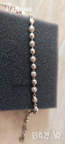 Сребърна ефектна гривна дължина 16+5 см удължение