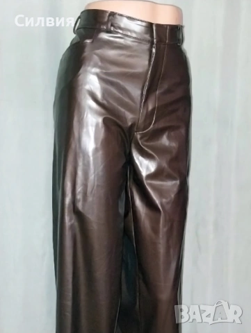 Нов бронзов лъскав кожен панталон "DEHNBUND", размер L, снимка 4 - Панталони - 53275844