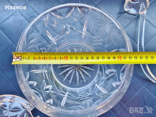 Нов Масивен Голям Кристален съд и Комплект Кристални чаши за Боле/Пунш, снимка 9 - Сервизи - 51479833