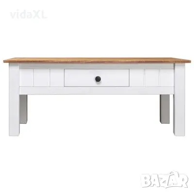 vidaXL Кафе маса, бяла, 100x60x45 см, бор масив, Panama Range（SKU:282684）, снимка 2 - Маси - 48441694