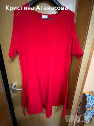 Червена рипсена рокля H&M - 2XL, снимка 5 - Рокли - 52448199