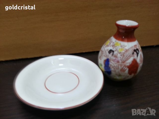 Стар японски порцелан чинийки вазичка , снимка 4 - Антикварни и старинни предмети - 46337328