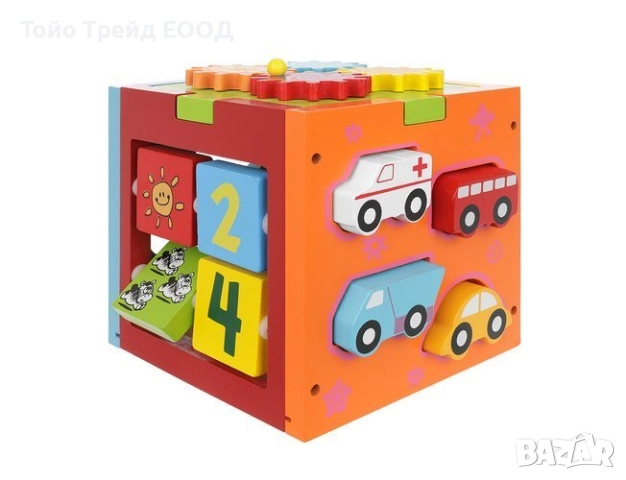 Дървено образователно кубче-сортер, снимка 3 - Образователни игри - 52671366