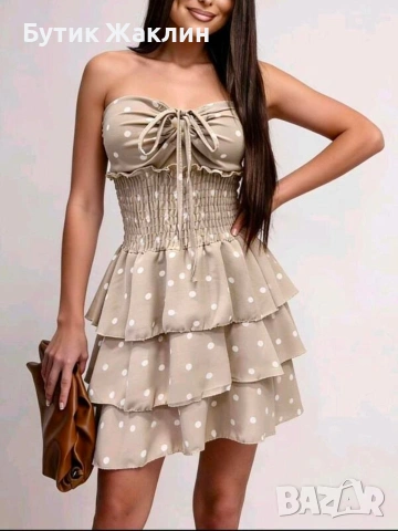 Дамска рокля на точки с твърда чашка , снимка 4 - Рокли - 54056341