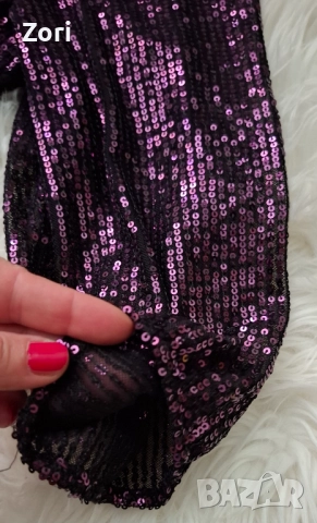 РАЗКОШНА рокля, цялата в лилави пайети, снимка 9 - Рокли - 52531264
