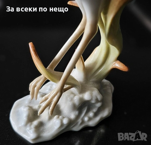 Hutschenreuther Achtziger Germany Porcelain Heron / Crane Bird “Жеръвът” Код P2239, снимка 7 - Колекции - 54232878