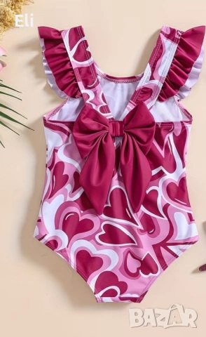 Детски бански цял с голяма панделка на гърба, снимка 2 - Бебешки бански - 53607613