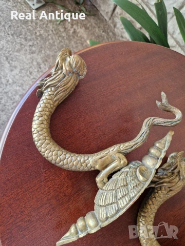 Чифт Уникални антикварни английски бронзови държачи за завеси от 19 век , снимка 7 - Антикварни и старинни предмети - 50605375