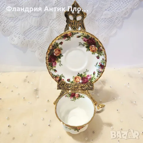 Единична чаша с чинийка, Royal Albert Old County Roses, снимка 4 - Чаши - 49435250