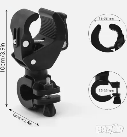 Универсална стойка за монтиране на LED фенерче за Велосипед., снимка 4 - Аксесоари за велосипеди - 47231469