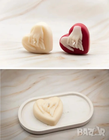 Молдове комплект 2 броя сърце с ръце - два вида , снимка 3 - Форми - 53039701