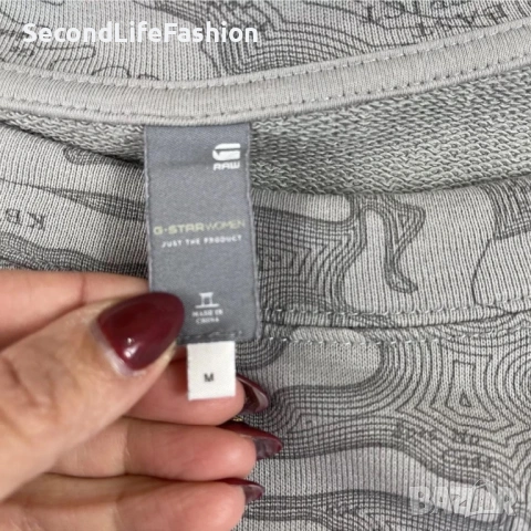 Дамска блуза с графична карта G-Star Raw размер M сива 3/4 ръкави., снимка 3 - Блузи с дълъг ръкав и пуловери - 53726397