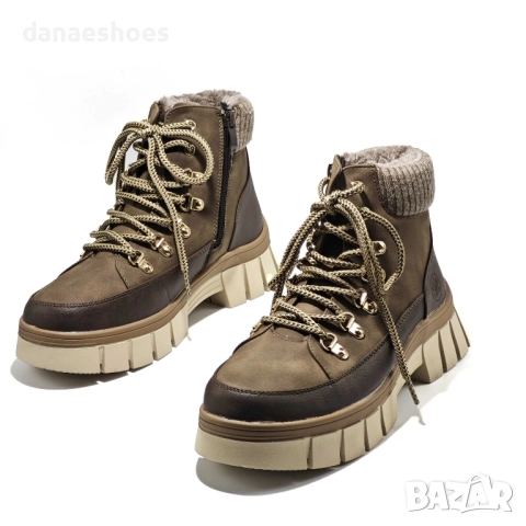Дамски спортни боти с грайфер в кафяво , снимка 2 - Дамски боти - 52534814