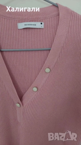 Плетена блуза с къс ръкав в розово, размер Л