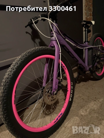 Cross Rebel 24 алуминиев детски велосипед – дискови спирачки, ТОП състояние, момиче, виолетов цвят, снимка 4 - Велосипеди - 54244768