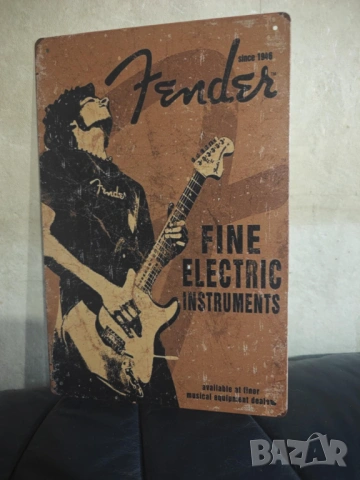 FENDER since 1946 Fine Electric Instruments-метална табела (плакет), снимка 5 - Китари - 53518146