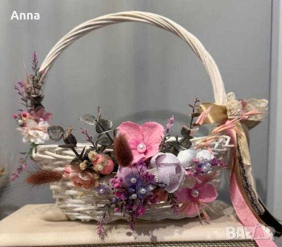 Великденска кошница 🤍💚♥️🐣🌷, снимка 3 - Декорация - 53893007