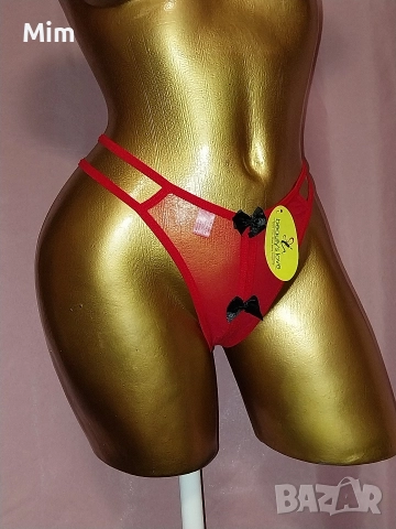 S/M Червена полупрашка с черни пандели , снимка 3 - Бельо - 52646002