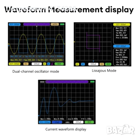 SCO2 Двуканален цифров AUTO осцилоскоп PWM 50M 10Mhz Честота на дискретизация 2.5KSa/S Аналогова чес, снимка 3 - Друга електроника - 50821373