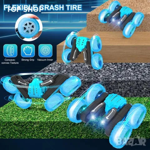 Immver каскадьорска кола за деца 2,4 Ghz радиоуправляема , синя, снимка 2 - Коли, камиони, мотори, писти - 49340589