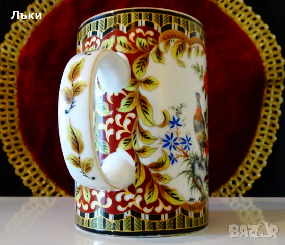 Порцеланова чаша Пауни,цветя,злато. , снимка 5 - Чаши - 51181388