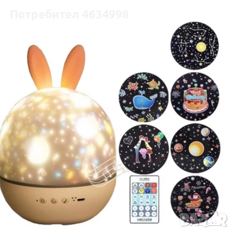 Очарователна нощна лампа и проектор 2 в 1, снимка 2 - Прожектори - 52374425