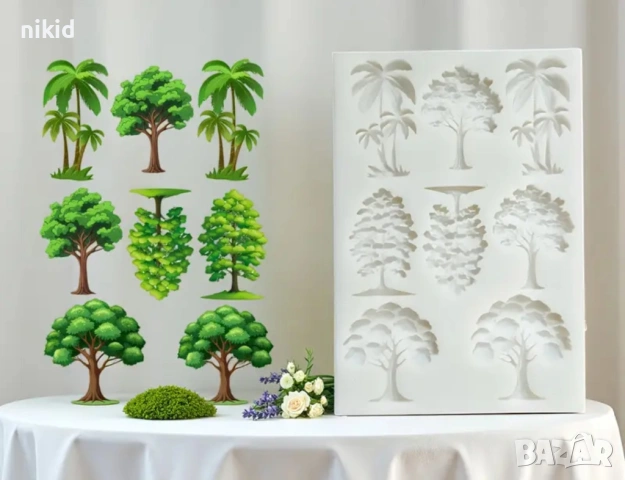 Дърво дървета дръвчета палма силиконов молд форма фондан шоколад гипс декор