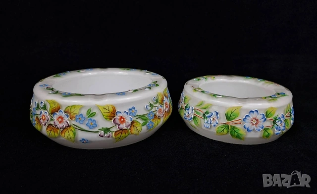 Комплект 2 бр. стъклени пепелници с ръчно рисувана декорация