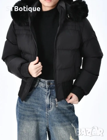 🧥 Дамско елегантно зимно яке с плюшена качулка – STBoutique ❄️ , снимка 2 - Якета - 52207471
