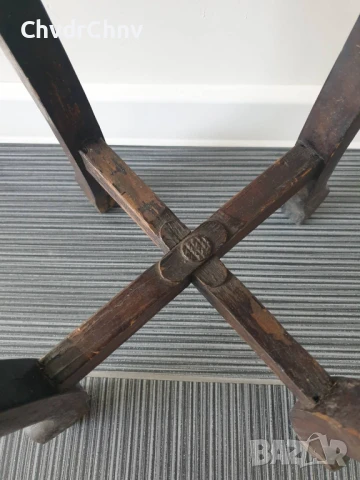 62см конзолна маса дърворезба-мрамор/дървена масичка-пиедестал-поставка за саксия, снимка 3 - Антикварни и старинни предмети - 51302142