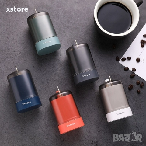 Уред за съхранение и изваждане на клечки за зъби с бутон / Цвят: Сив, бял, снимка 15 - Други стоки за дома - 52699145