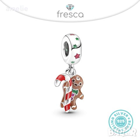 Талисман Коледни Fresca по модел тип Пандора сребро 925 Pandora Christmas Cookie. Колекция Amélie, снимка 1 - Гривни - 38685149