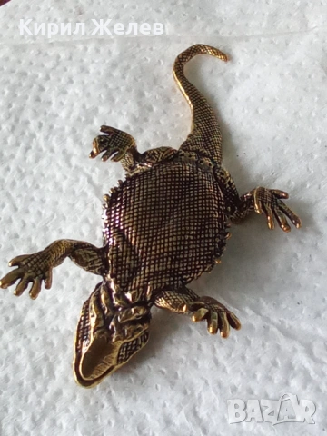 Месингова статуетка фигура на гущер 52743, снимка 4 - Антикварни и старинни предмети - 53220650