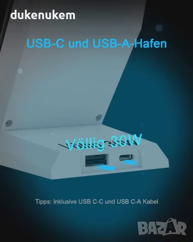 НОВО! NANAMI безжично зарядно устройство за телефон 2 в 1 USB C/А, 30W, снимка 5 - Безжични зарядни - 47275720