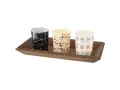 НОВА! Свещник за чаени свещи 3 поставки и дървена табла поднос, снимка 1