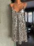 Сребърна рокля с пайети, снимка 1 - Рокли - 45454350