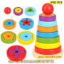 Дървена играчка Монтесори кула с геометрични форми - КОД 3512, снимка 1 - Образователни игри - 45022271