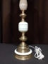 Много голяма старинна порцеланова лампа с красив абажур, снимка 2