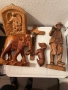 Дърворезба, ръчна изработка Слон, Куче, Ангел пазител, Кръст, Мъж с чук, снимка 1