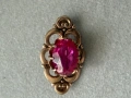 Антикварна съветска сребърна позлатена брошка с рубин , снимка 7