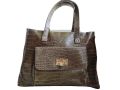 Дамска чанта от еко кожа със животинска щампа, Кафява, 38х26х12 см